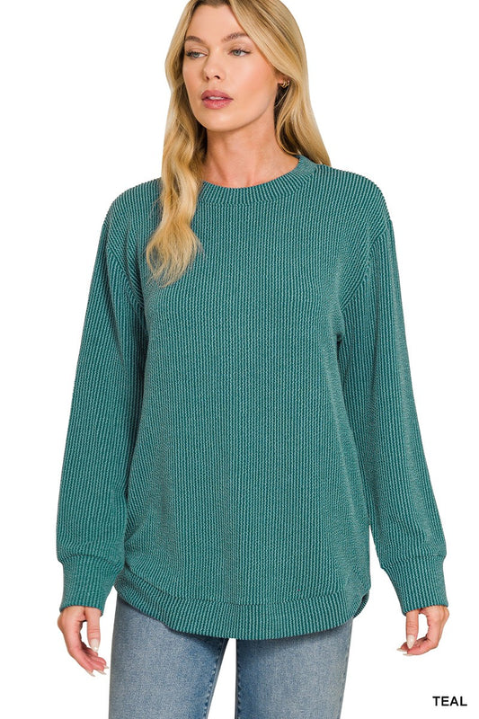 Teal Raised Rib Top
