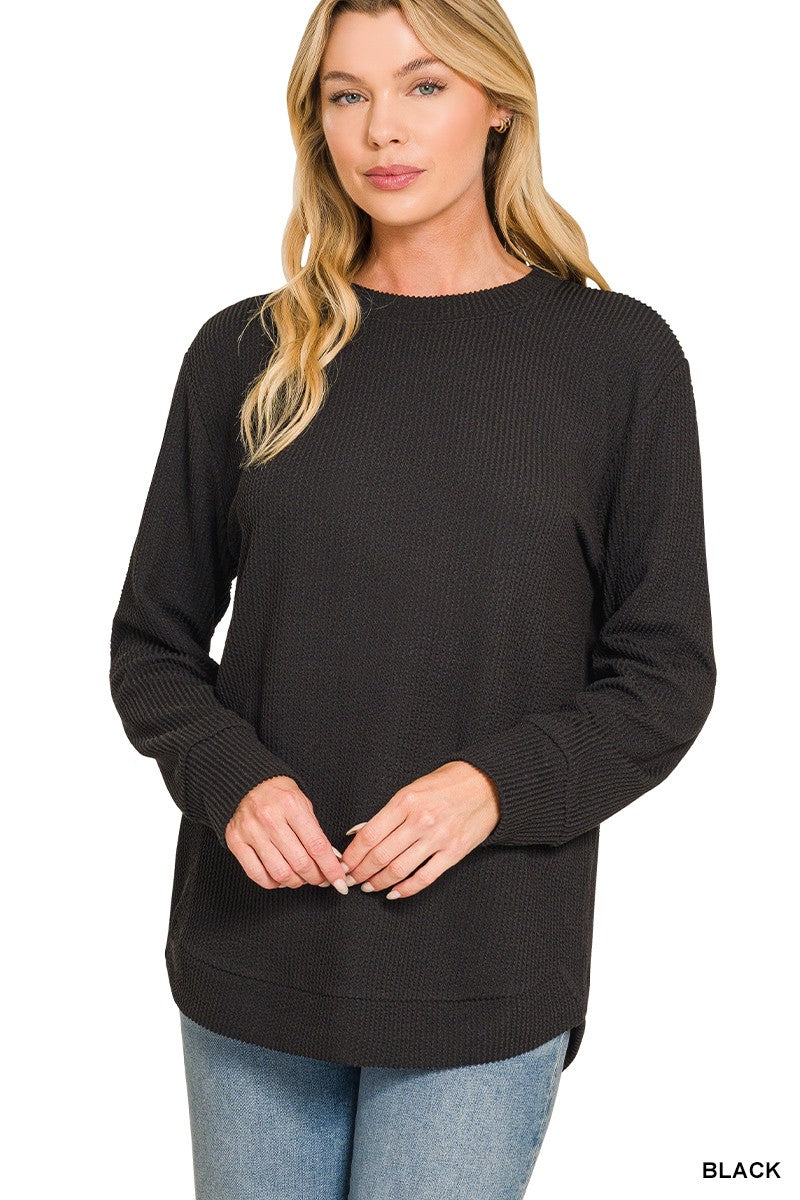 Black Raised Rib Top