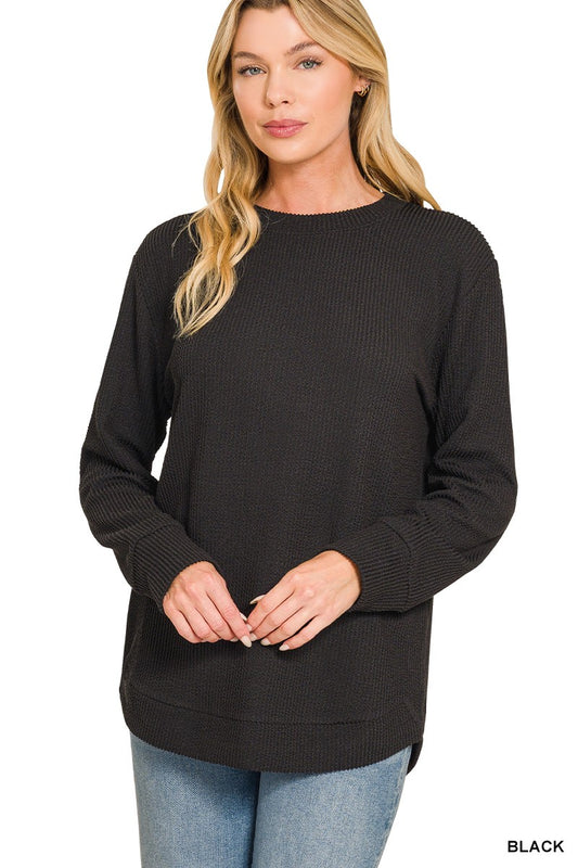 Black Raised Rib Top