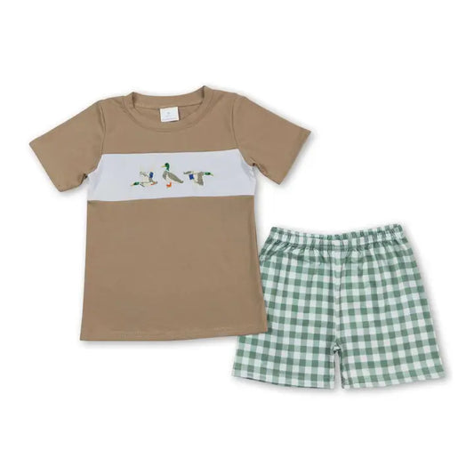 Green Plaid Sleeveless Duck Set