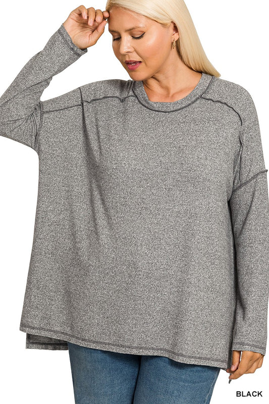 Plus Black Mélange Top