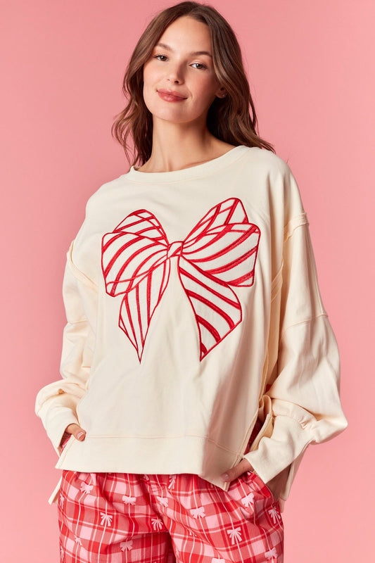 Candy Cane Bow Sweater