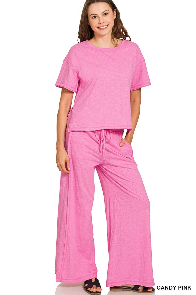 Candy Pink Cotton Slub Set