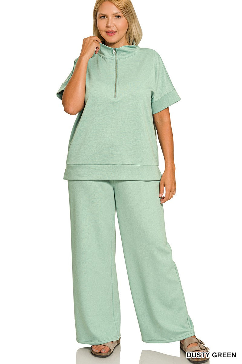 Plus Dusty Green Scuba Half Zip Set