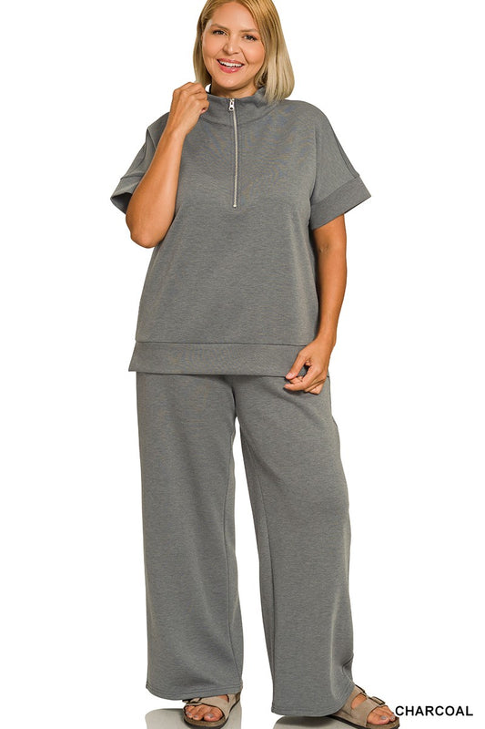 Plus Charcoal Scuba Half Zip Set
