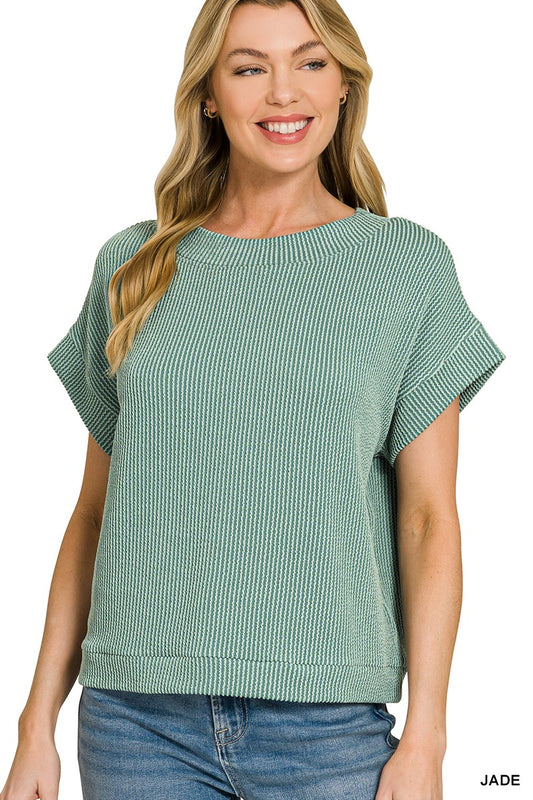 Jade Band Ribbed Top