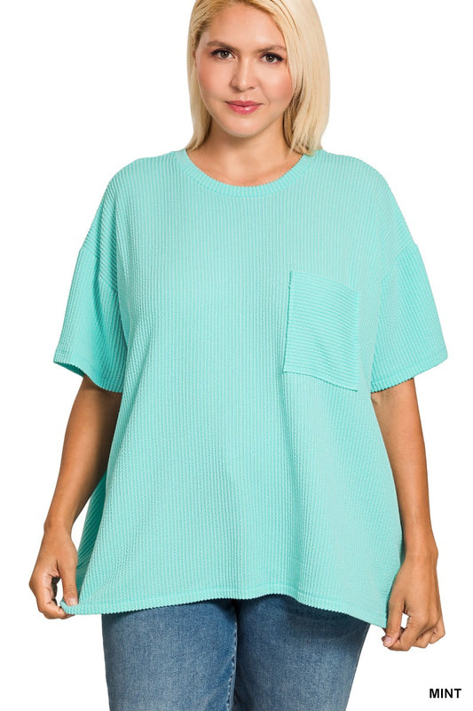 Plus Mint Ribbed Top