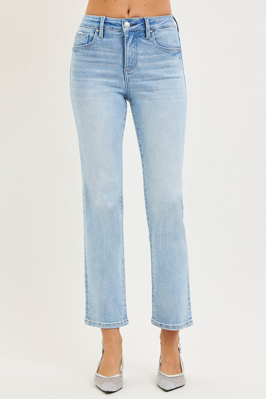 Risen Tummy Control High Rise Crop Straight Jeans