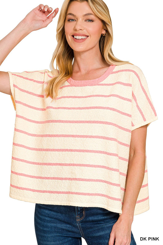 Dark Pink Stripe Top