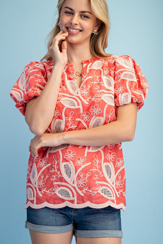 Mandarin Embroidered Blouse
