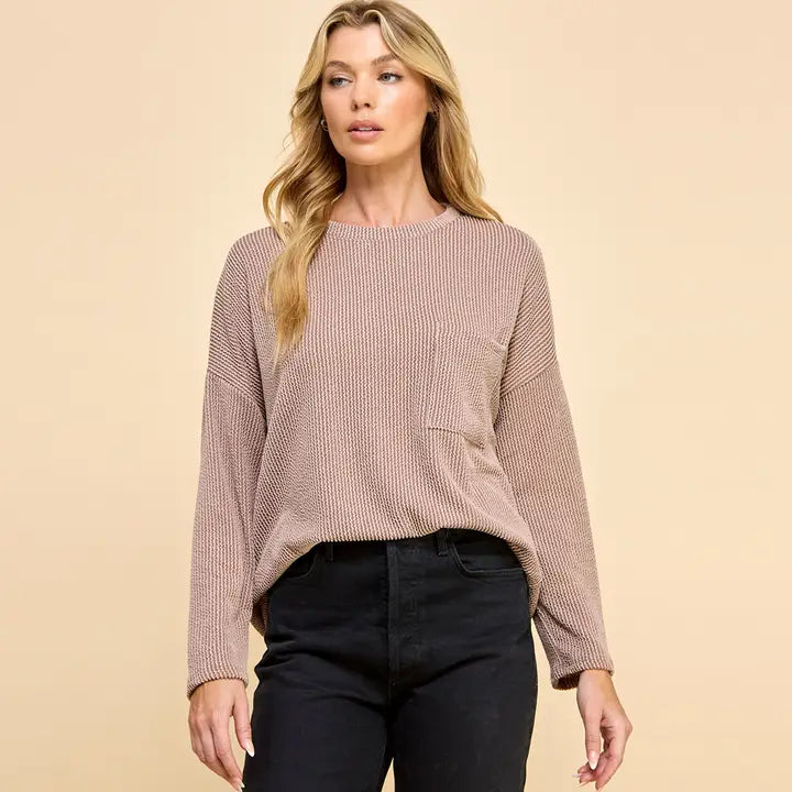 Acorn Ribbed Top with Pocket