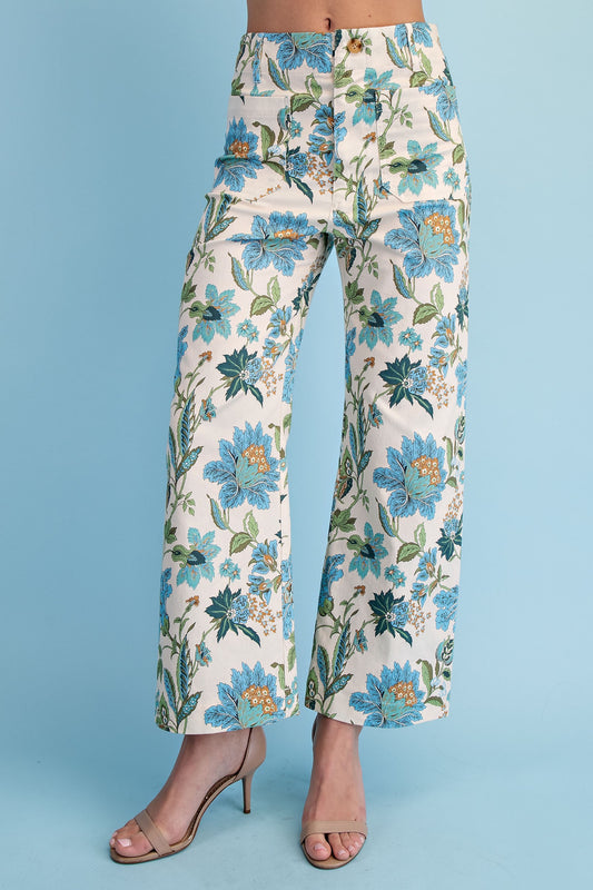 Floral Ankle Crop Pants