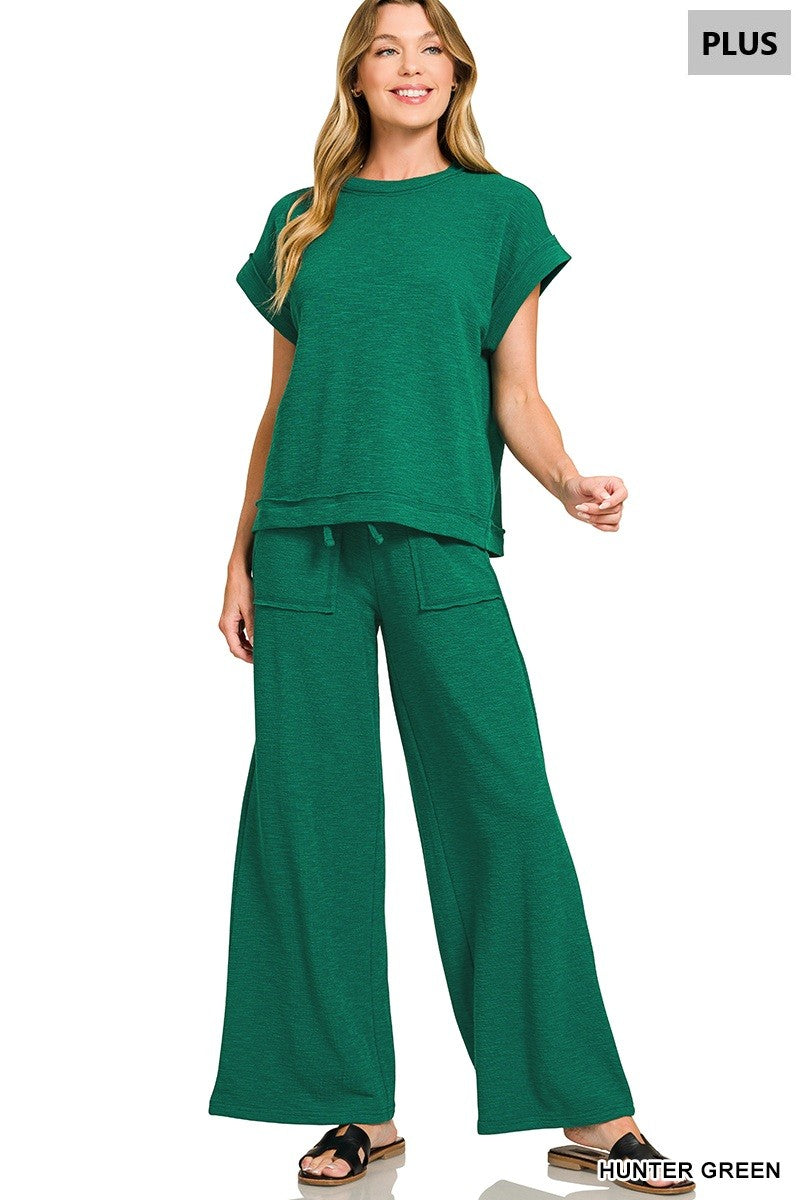 Plus Dark Green Short Sleeve Set