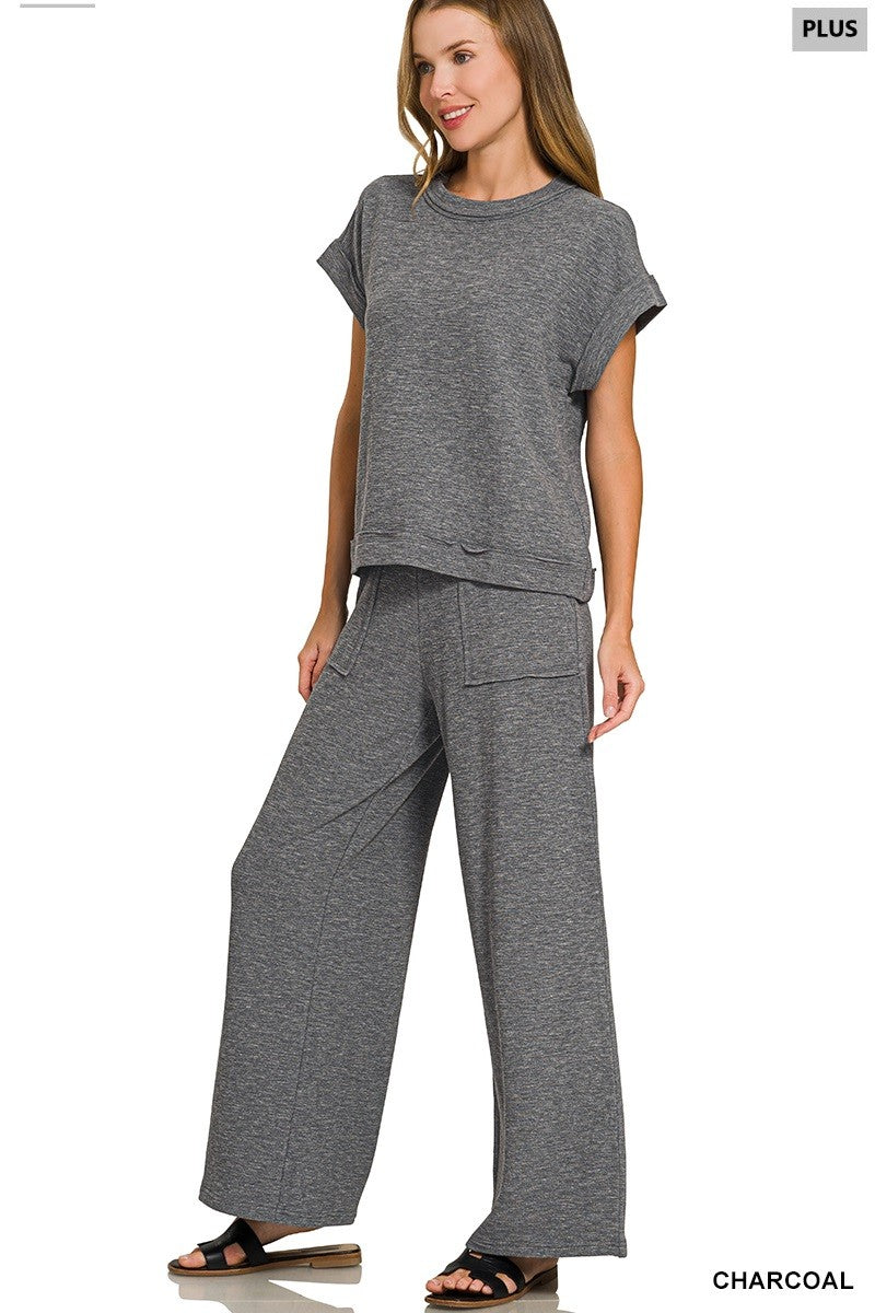 Plus Charcoal Short Sleeve Set