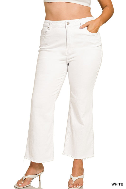 Plus Zenana White Acid Wash Pants