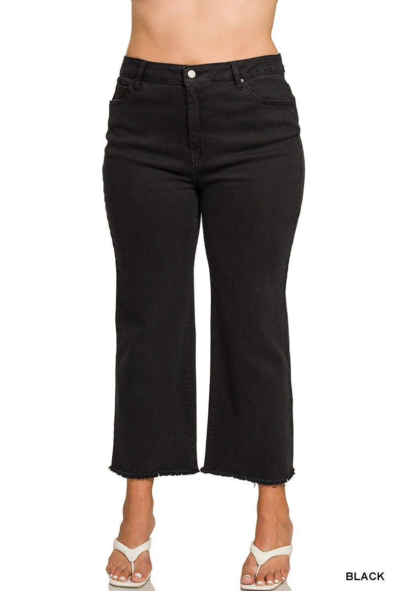 Plus Zenana Black Acid Wash Pants