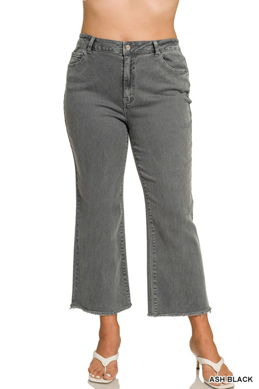 Plus Zenana Ash Black Acid Wash Pants