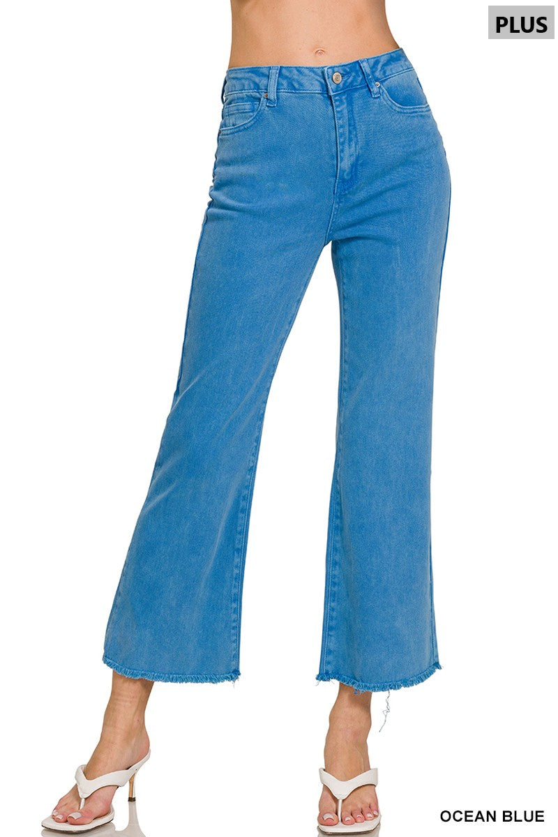 Plus Zenana Ocean Blue Acid Wash Pants