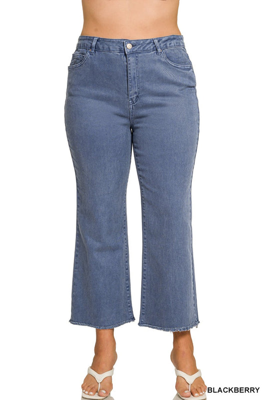 Plus Zenana Blackberry Acid Wash Pants