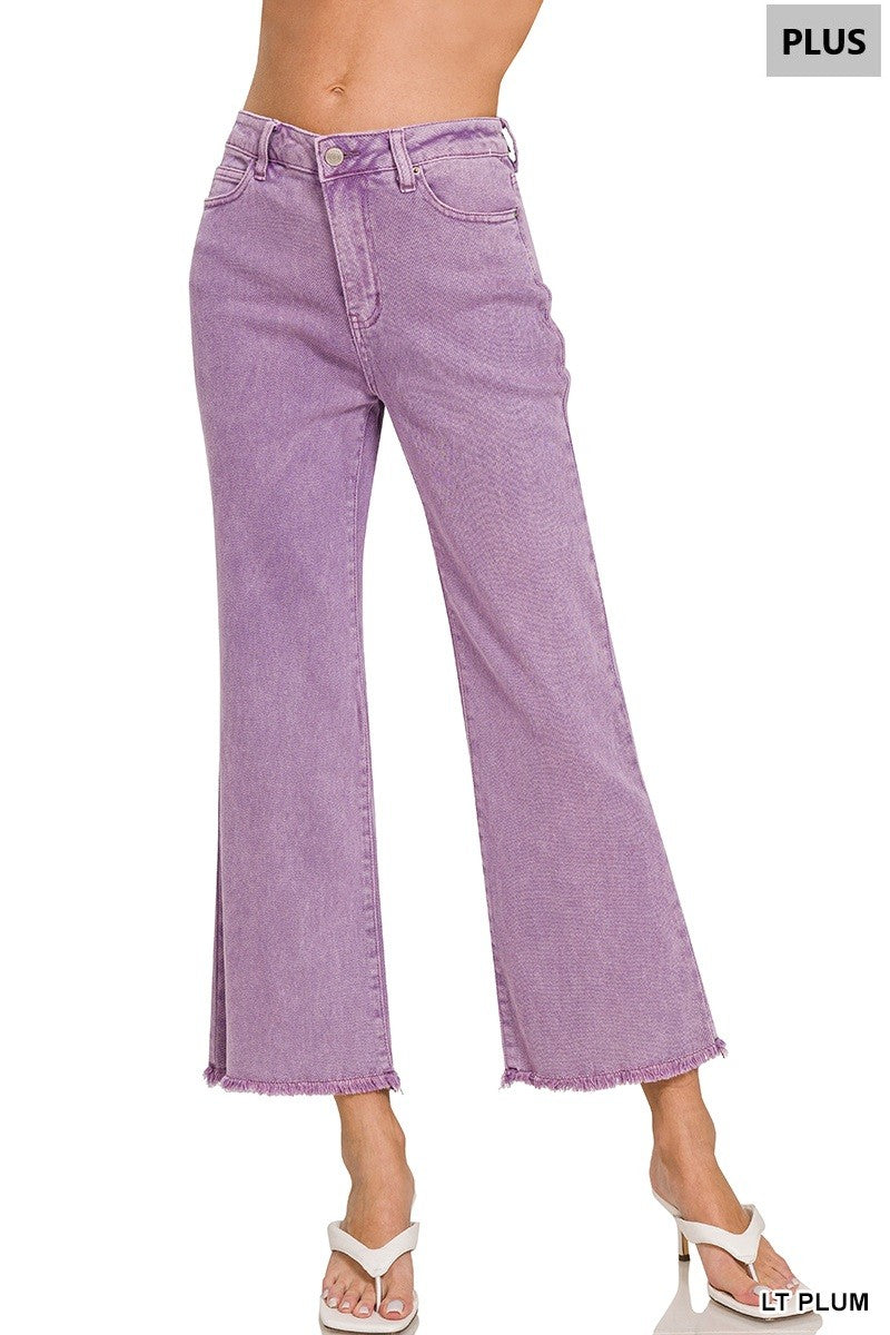 Plus Zenana Light Plum Acid Wash Pants