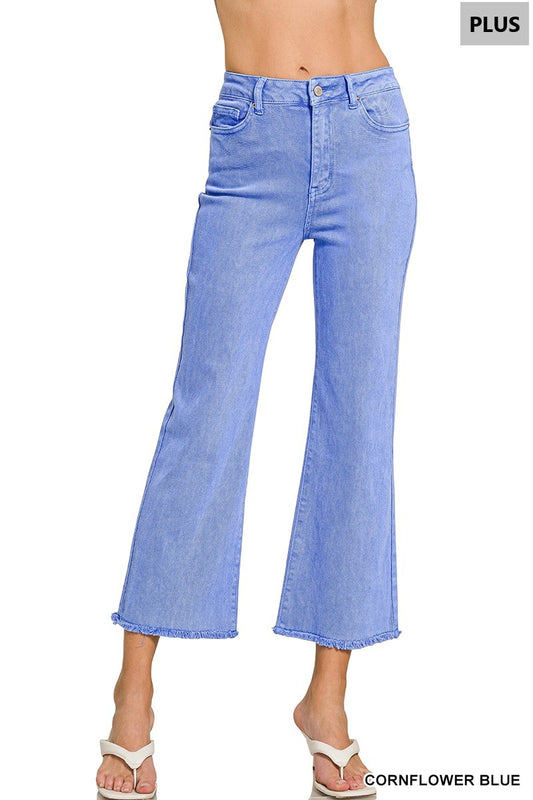 Plus Zenana Cornflower Acid Wash Pants