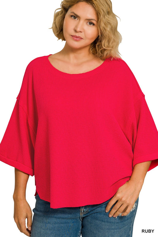 Plus Ruby Double Knit Exposed Seam Top
