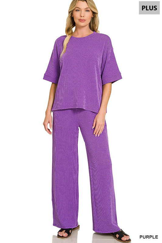 Plus Purple Ribbed Set