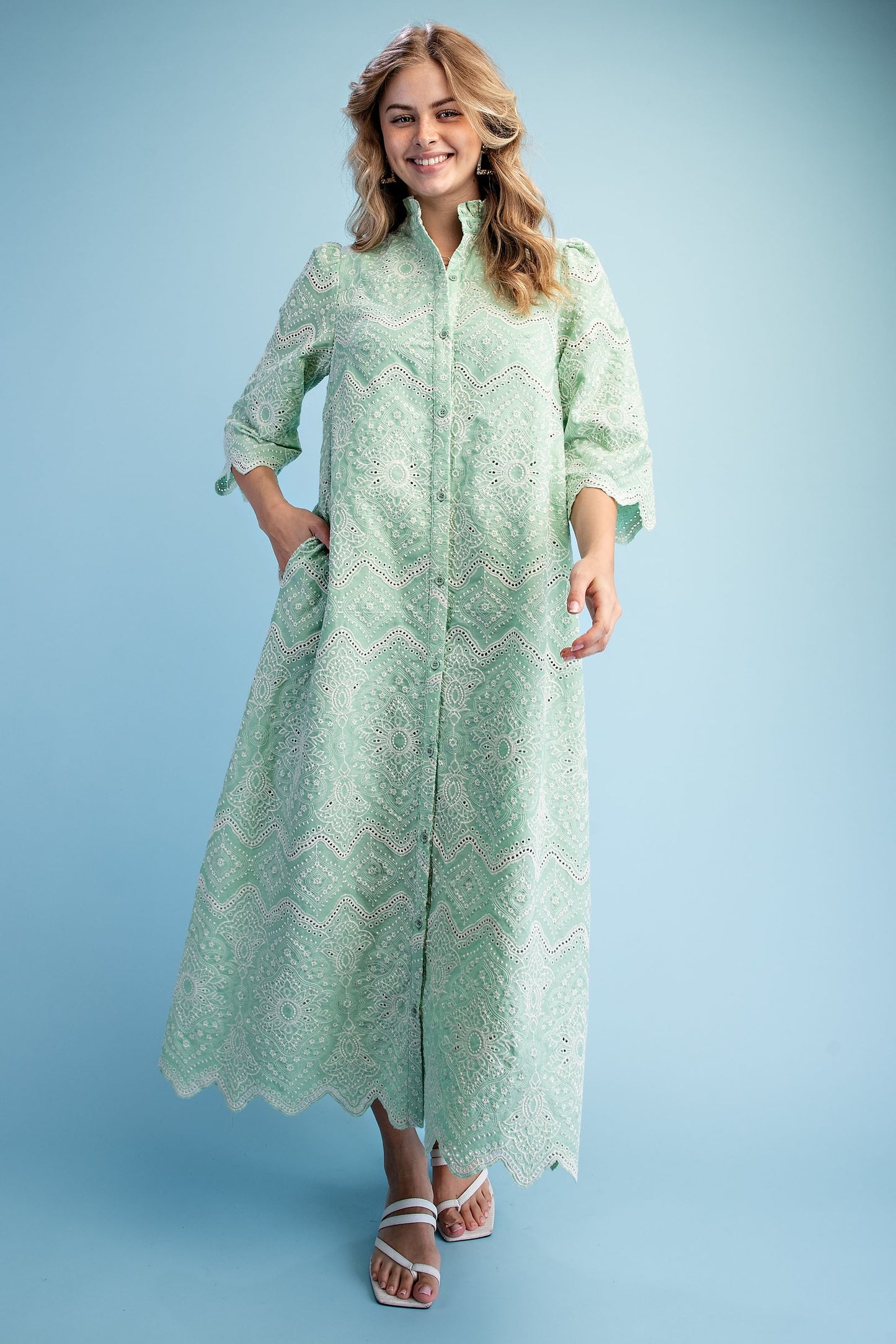 Pistachio Eyelet Dress