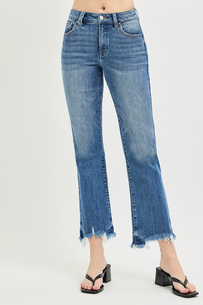 Tummy Control High Rise Cropped Bootcut Jeans