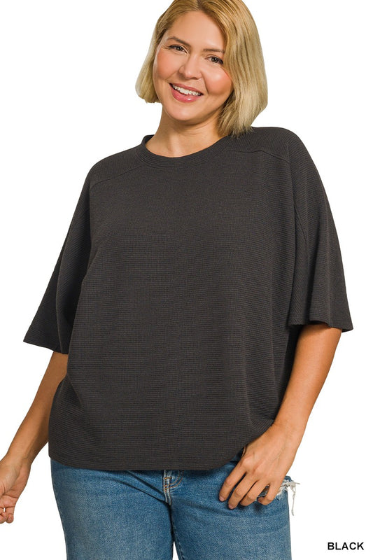 Plus Black Double Knit Top