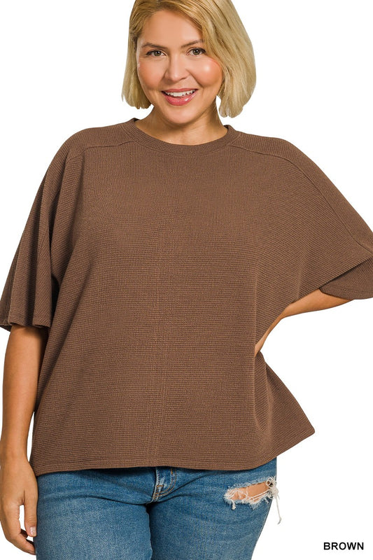 Plus Brown Double Knit Top