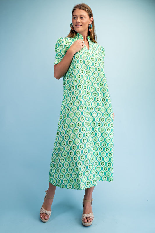 Grass Mix Bright Printed Dress