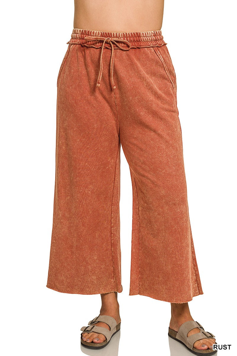 Plus Rust Acid Wash French Terry Pants