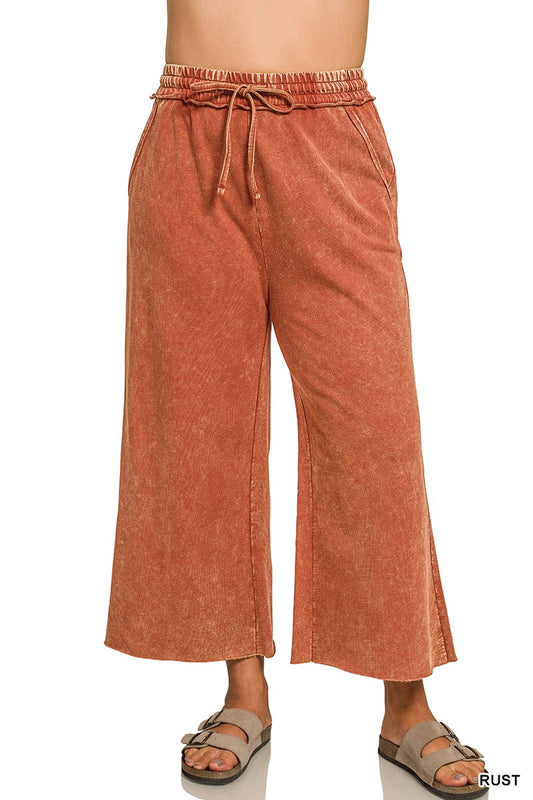 Plus Rust Acid Wash French Terry Pants