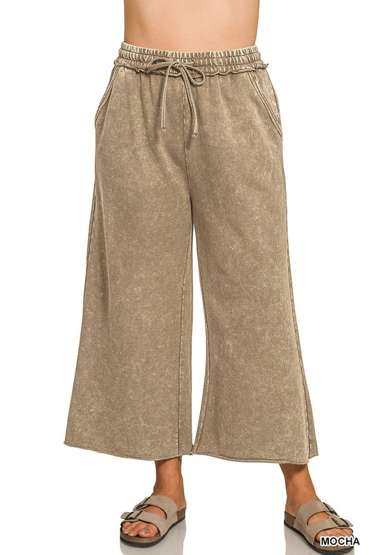 Plus Mocha Acid Wash French Terry Pants