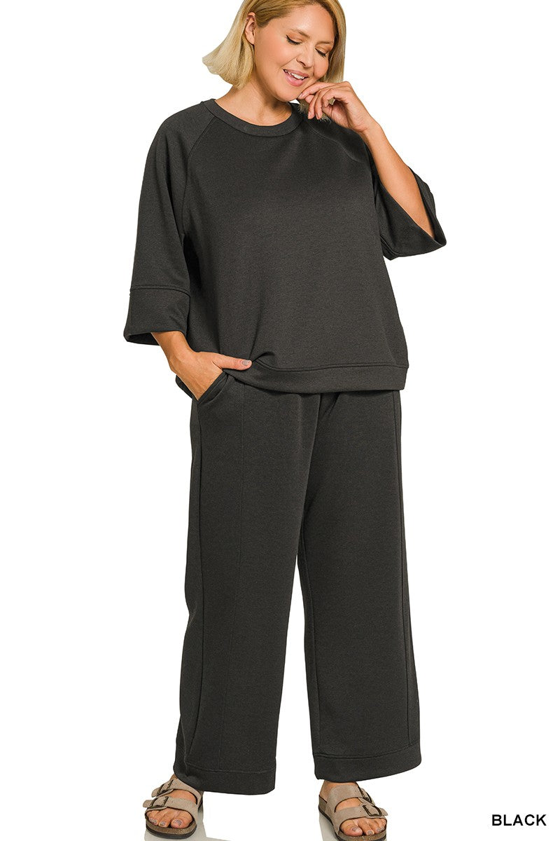 Plus Black Scuba Pullover Set