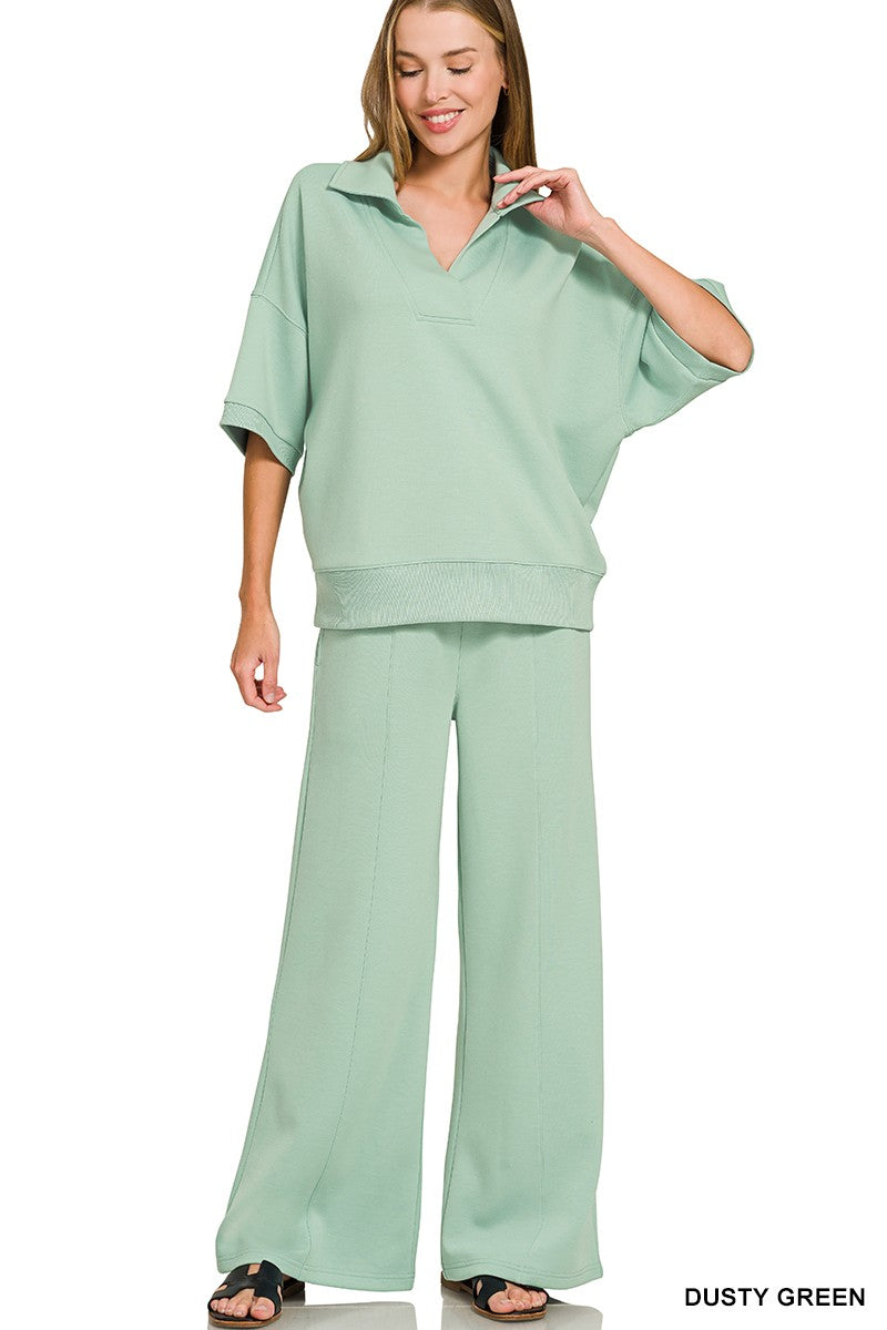 Dusty Green Collared Scuba Set