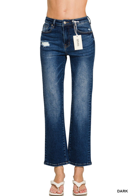 Zenana Dark Wash Cropped Straight Leg Denim Jeans