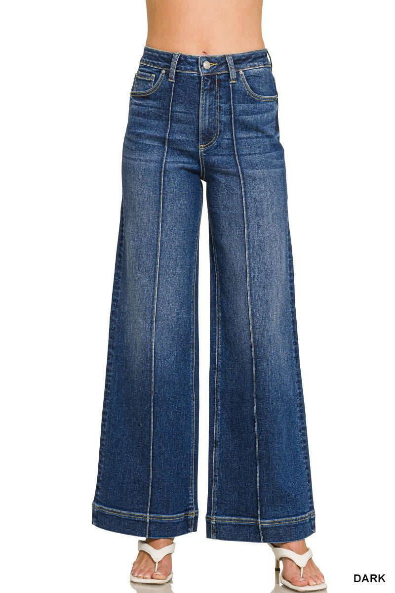 Zenana Dark Wash Wide Leg Pants High Rise Wide Leg Jeans