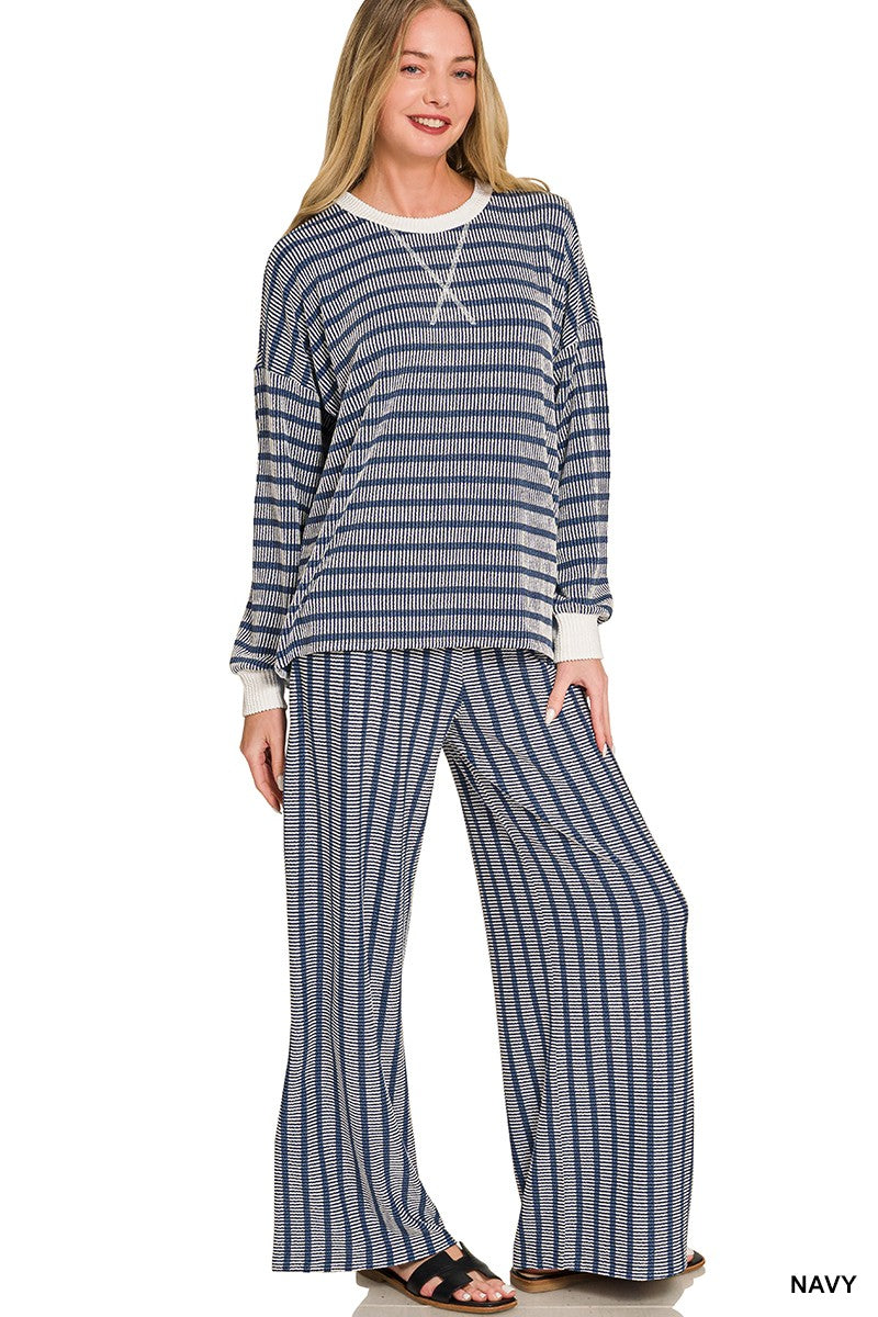 Navy Stripe Ribbed Set