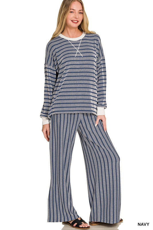 Navy Stripe Ribbed Set