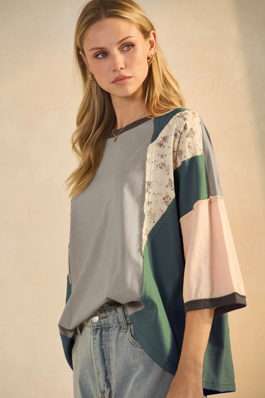 Plus Color Block Jersey Top