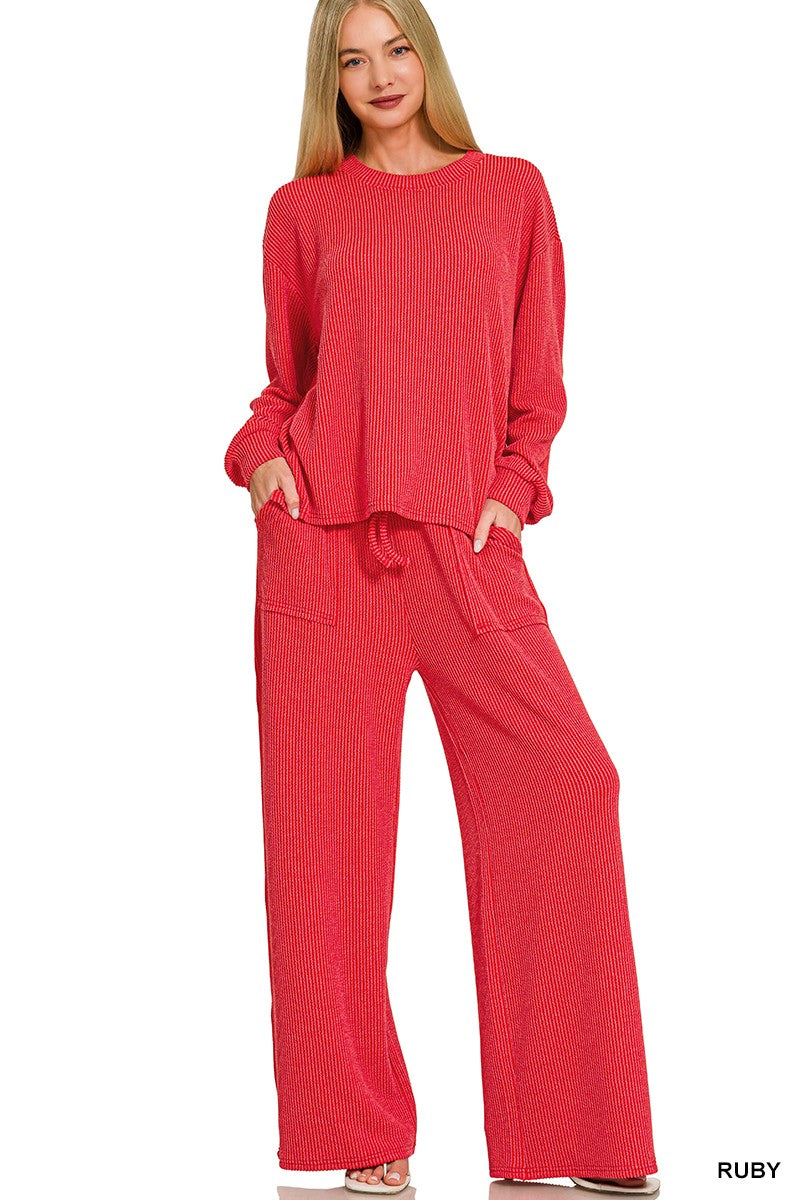 Ruby Raised Rib Pants Set