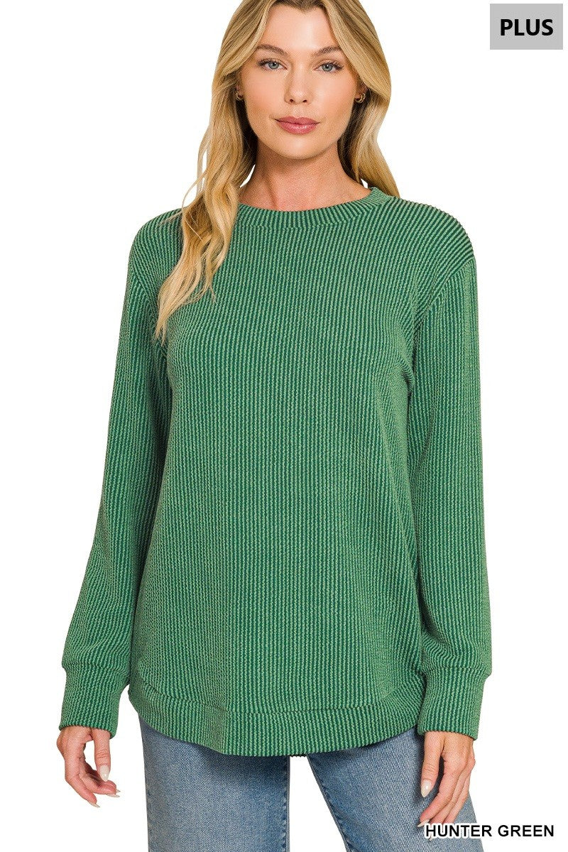 Plus Hunter Green Raised Rib Top