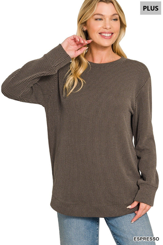 Plus Espresso Raised Rib Top