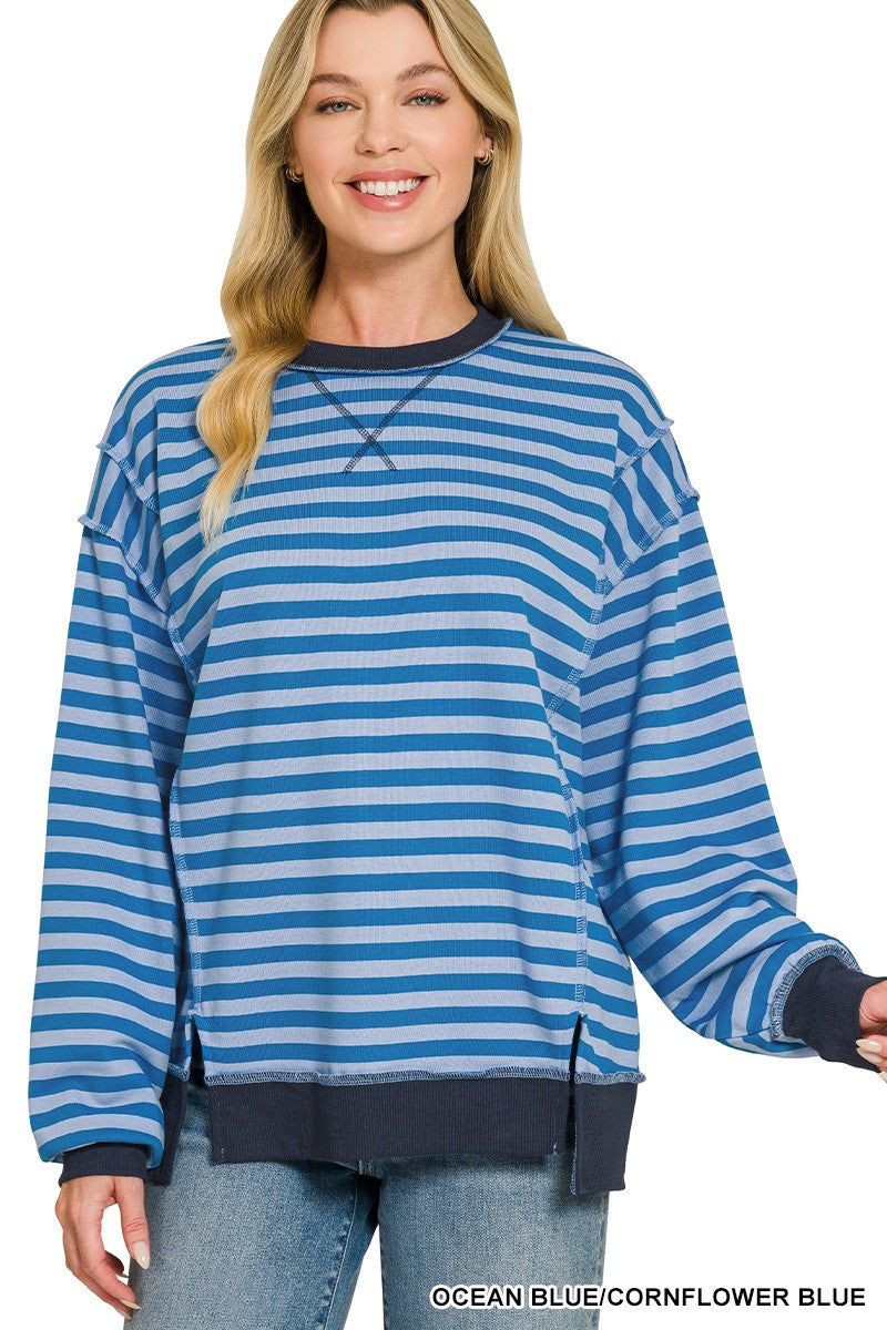 Ocean Blue and Cornflower Stripe Top