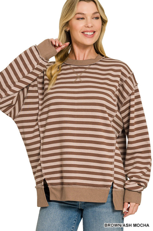 Brown and Ash Mocha Stripe Top