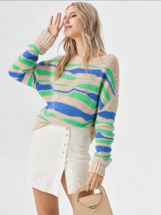 Multi-Color Casual Knit Sweater