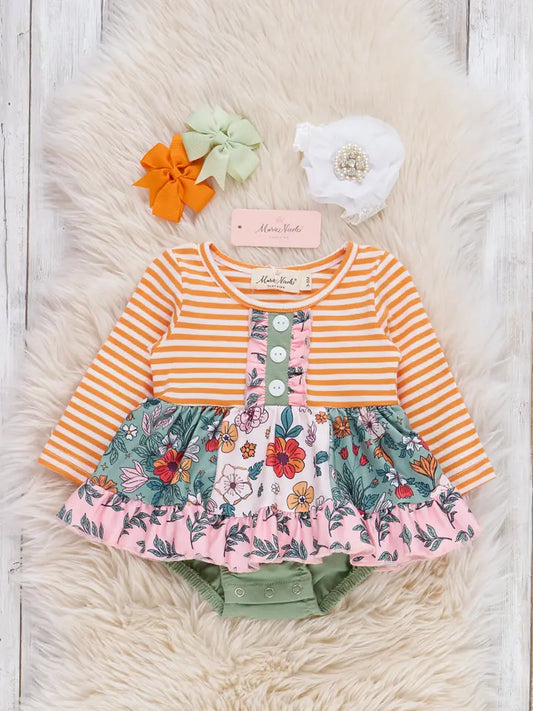 Garden Bloom Striped Ruffle Bubble