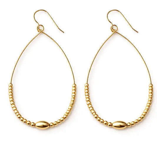 Classic Gold Filled Beaded Oval Teardrop Earring